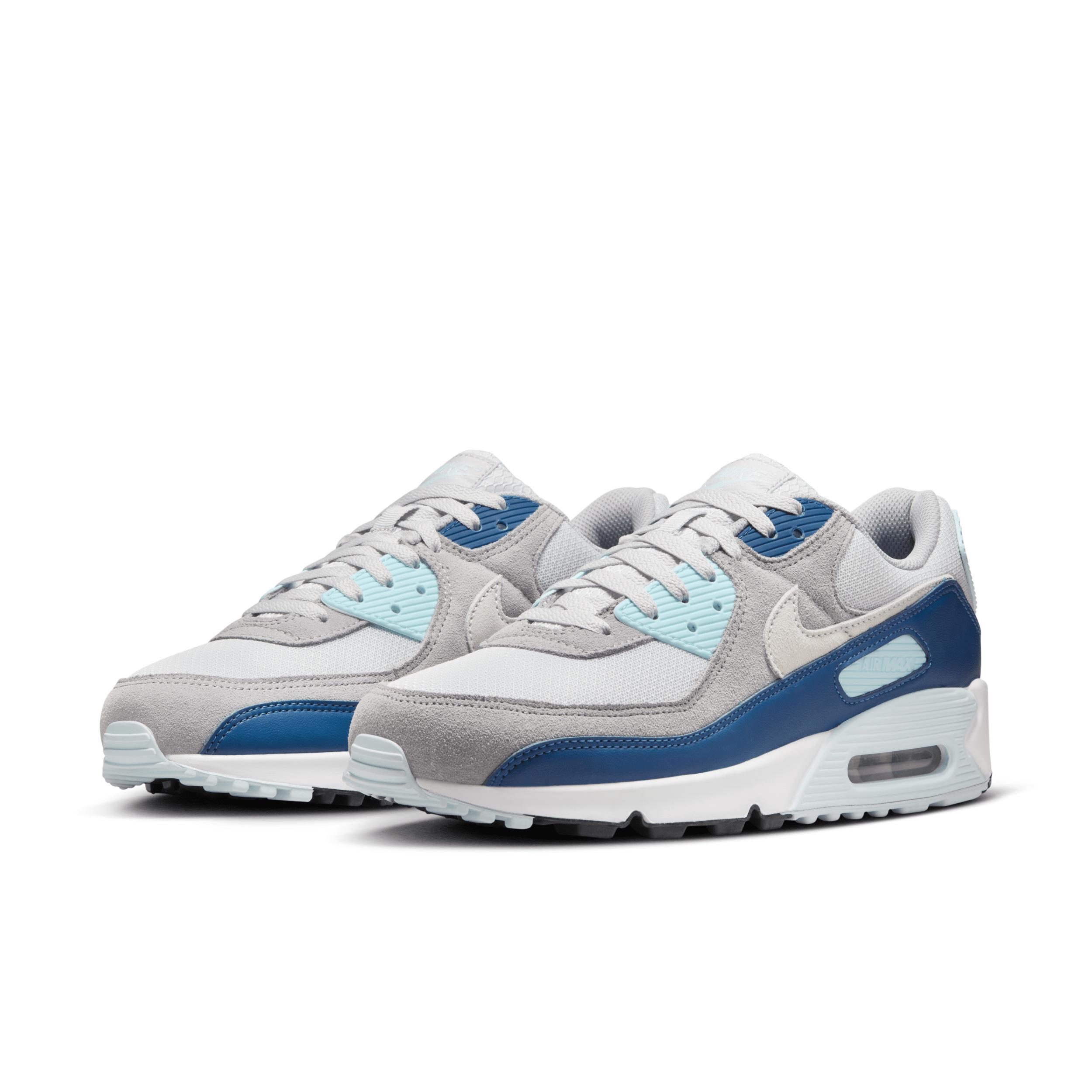 Nike Mens Nike Air Max 90 - Mens Shoes White/Blue/Grey Product Image