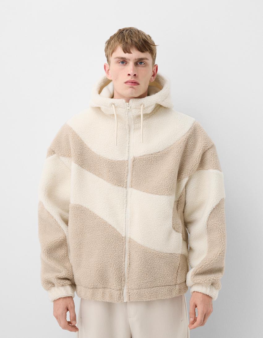 Faux shearling jacket with contrast details Product Image