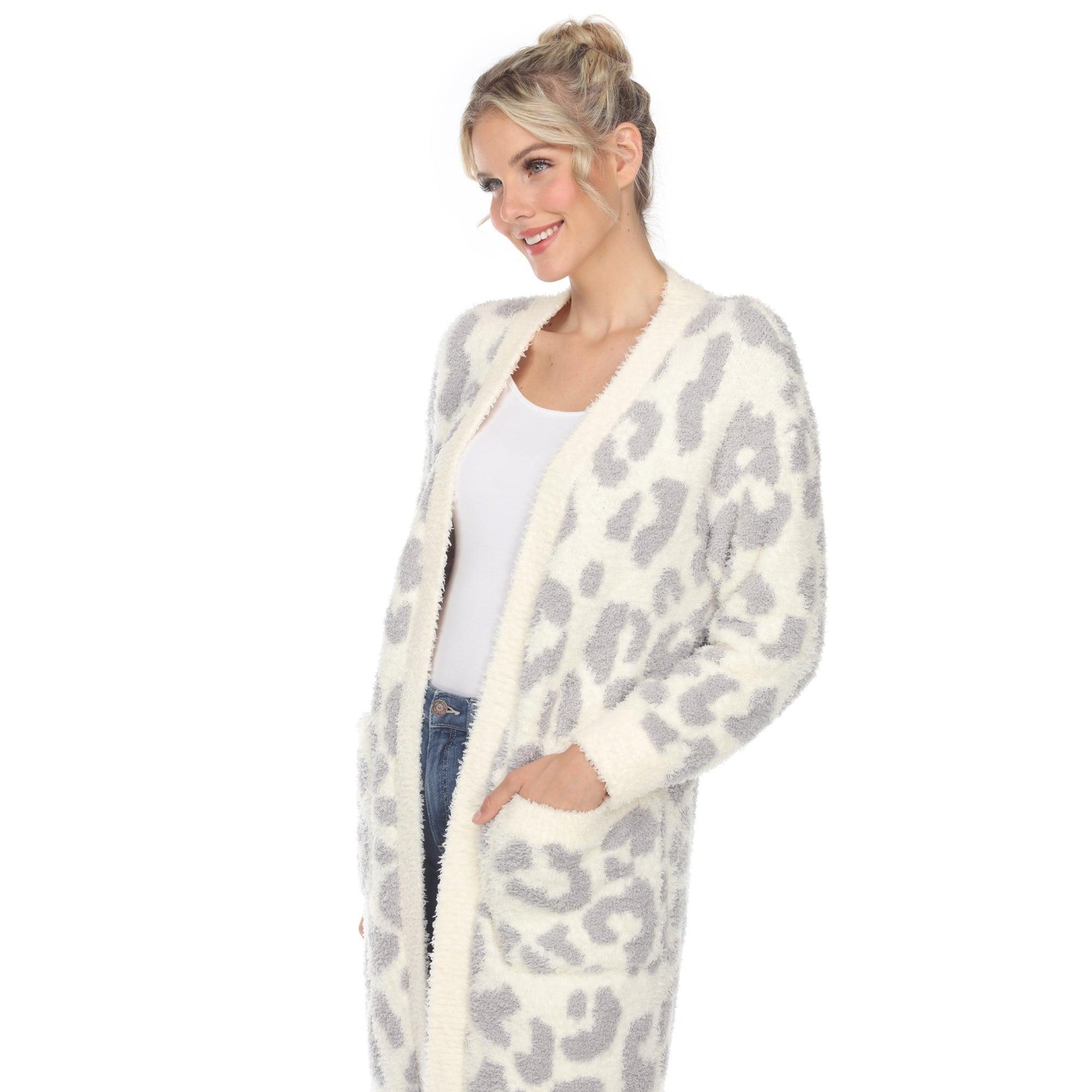 Women's Leopard Print Open Front Sherpa Coat Product Image