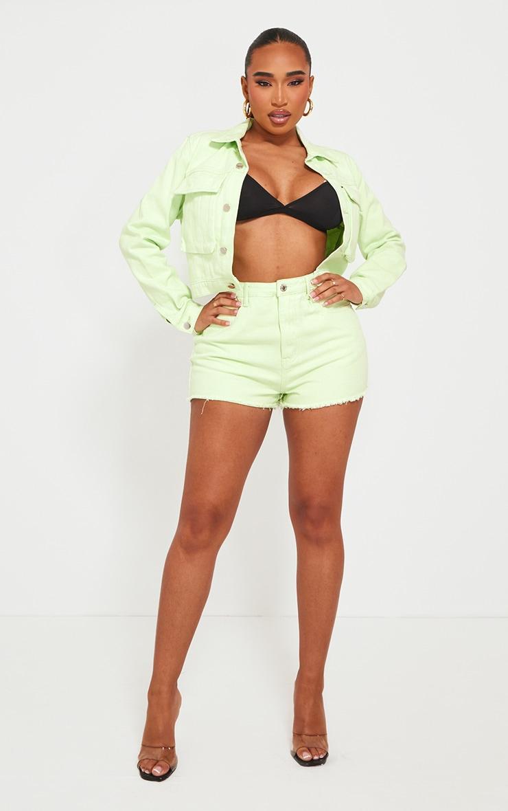 Shape Lime Denim Pocket Detail Cropped Jacket Product Image