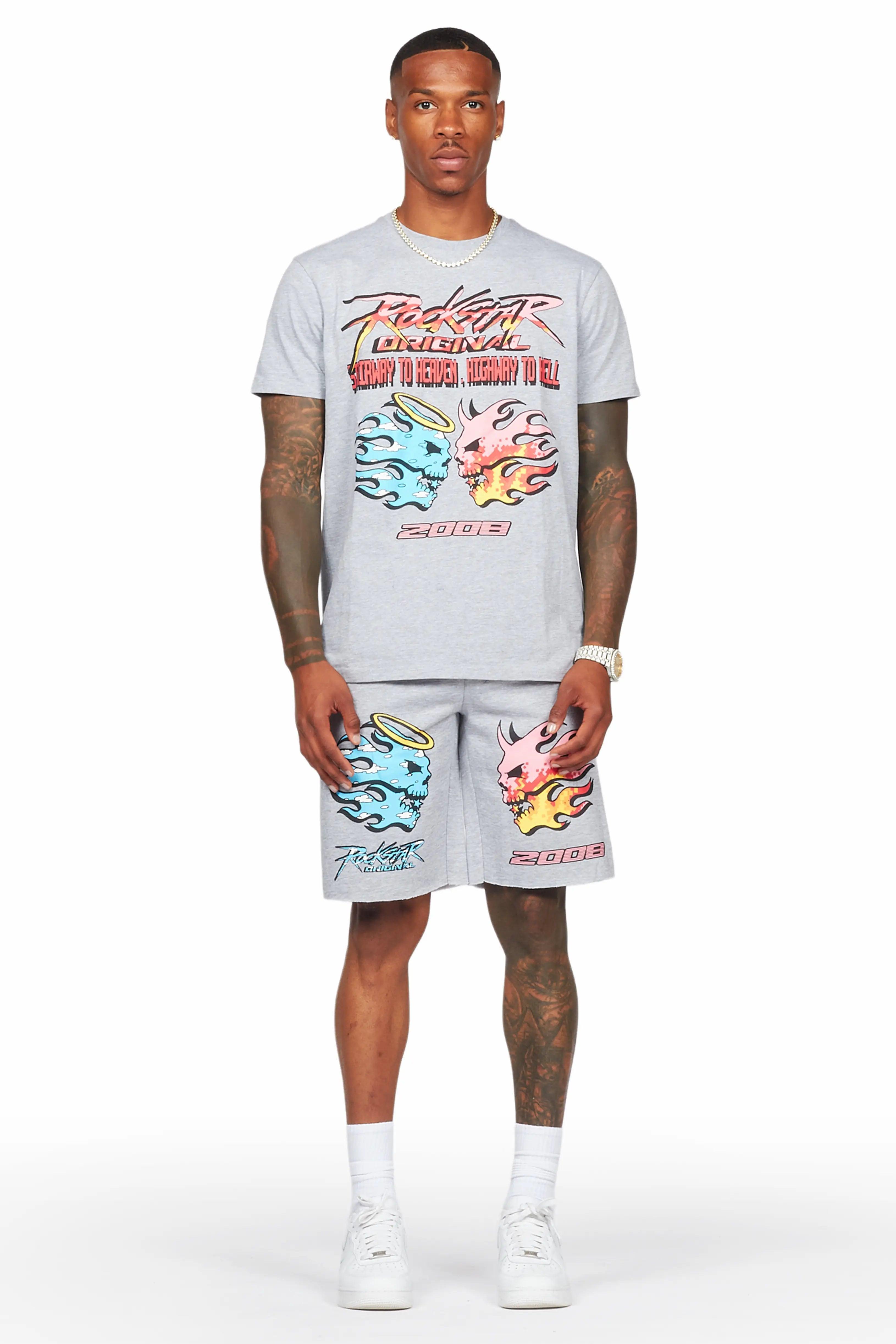 Sky Heather Grey T-Shirt/Short Set Male Product Image