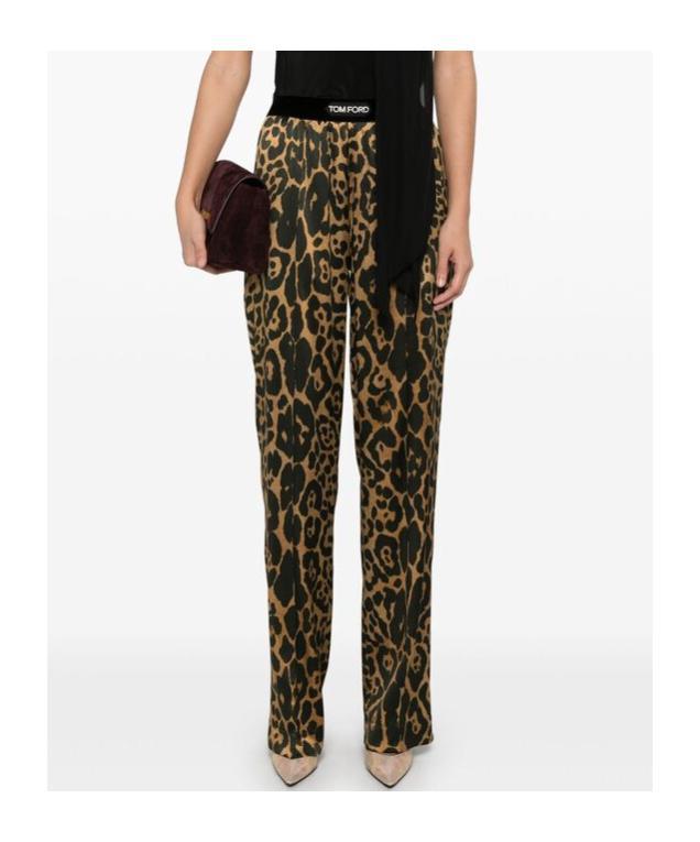 TOM FORD Leopard Print Casual Pants In Green Product Image