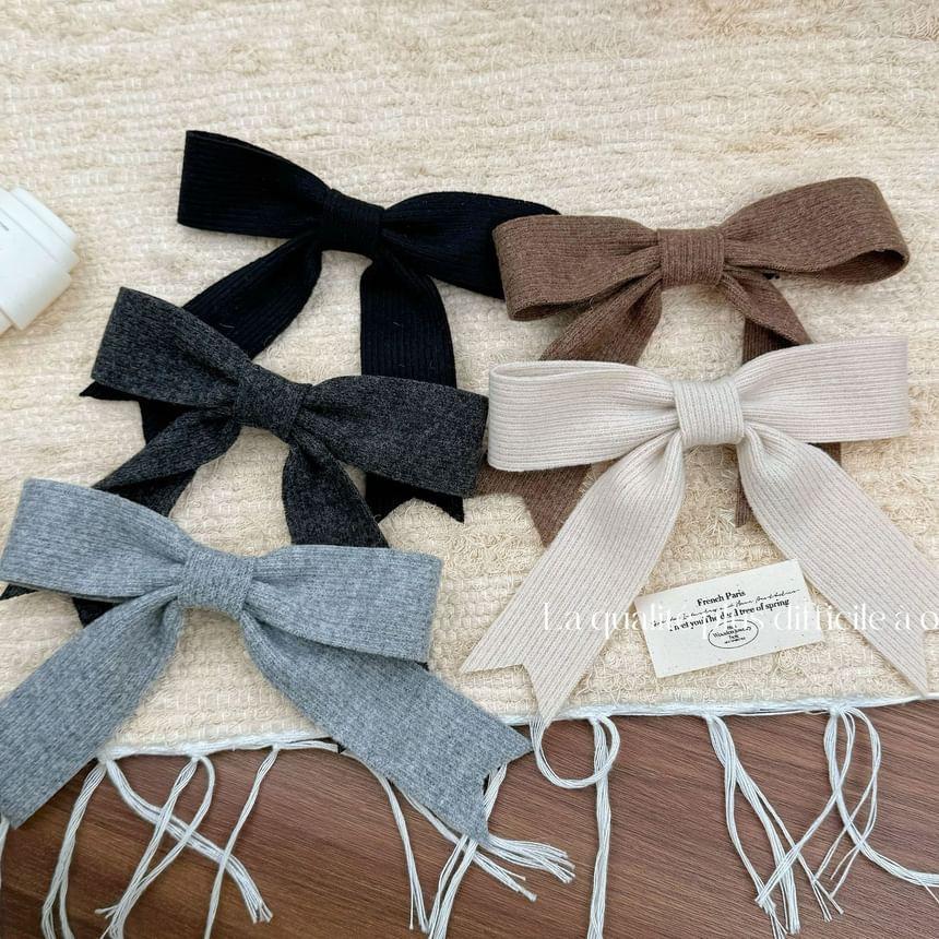 Knitted Bow Hair Clip Product Image