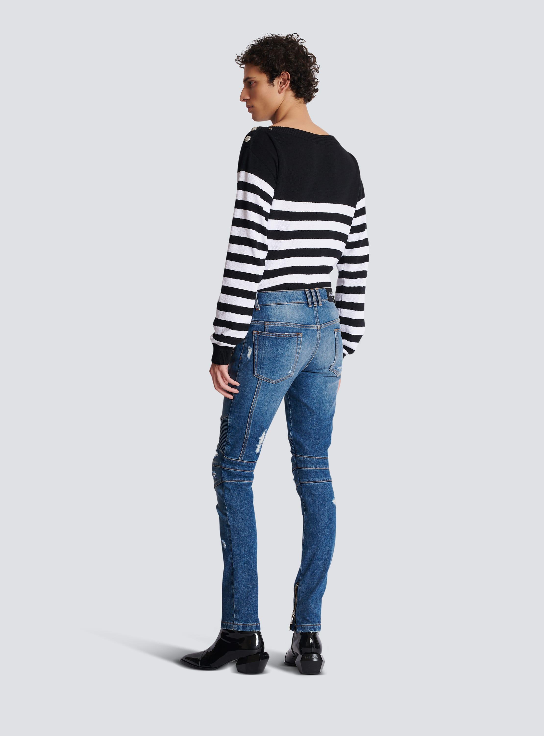 Biker jeans in faded denim Product Image