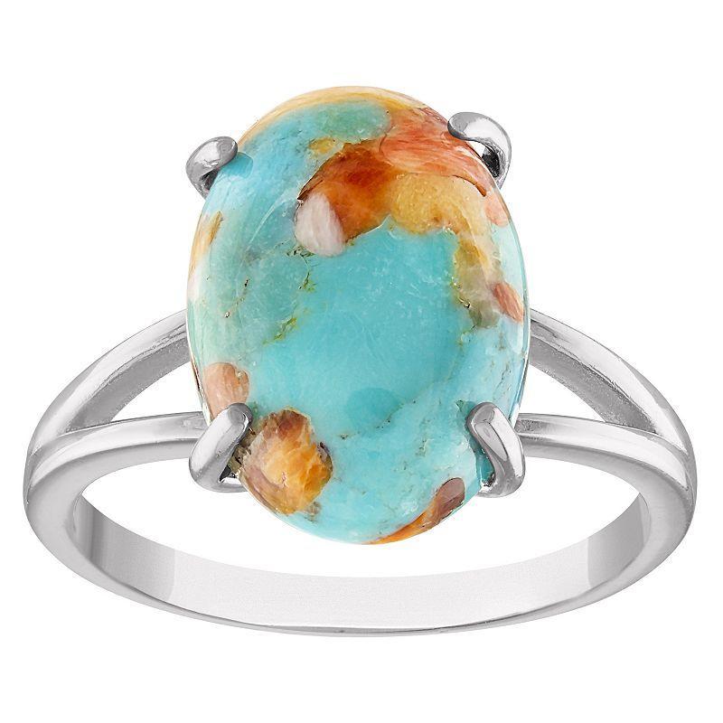 Designs by Gioelli Sterling Silver Oyster Turquoise Ring, Womens Product Image