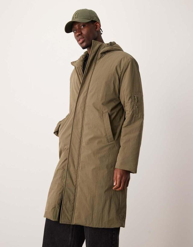 ASOS DESIGN longline puffer jacket in khaki Product Image