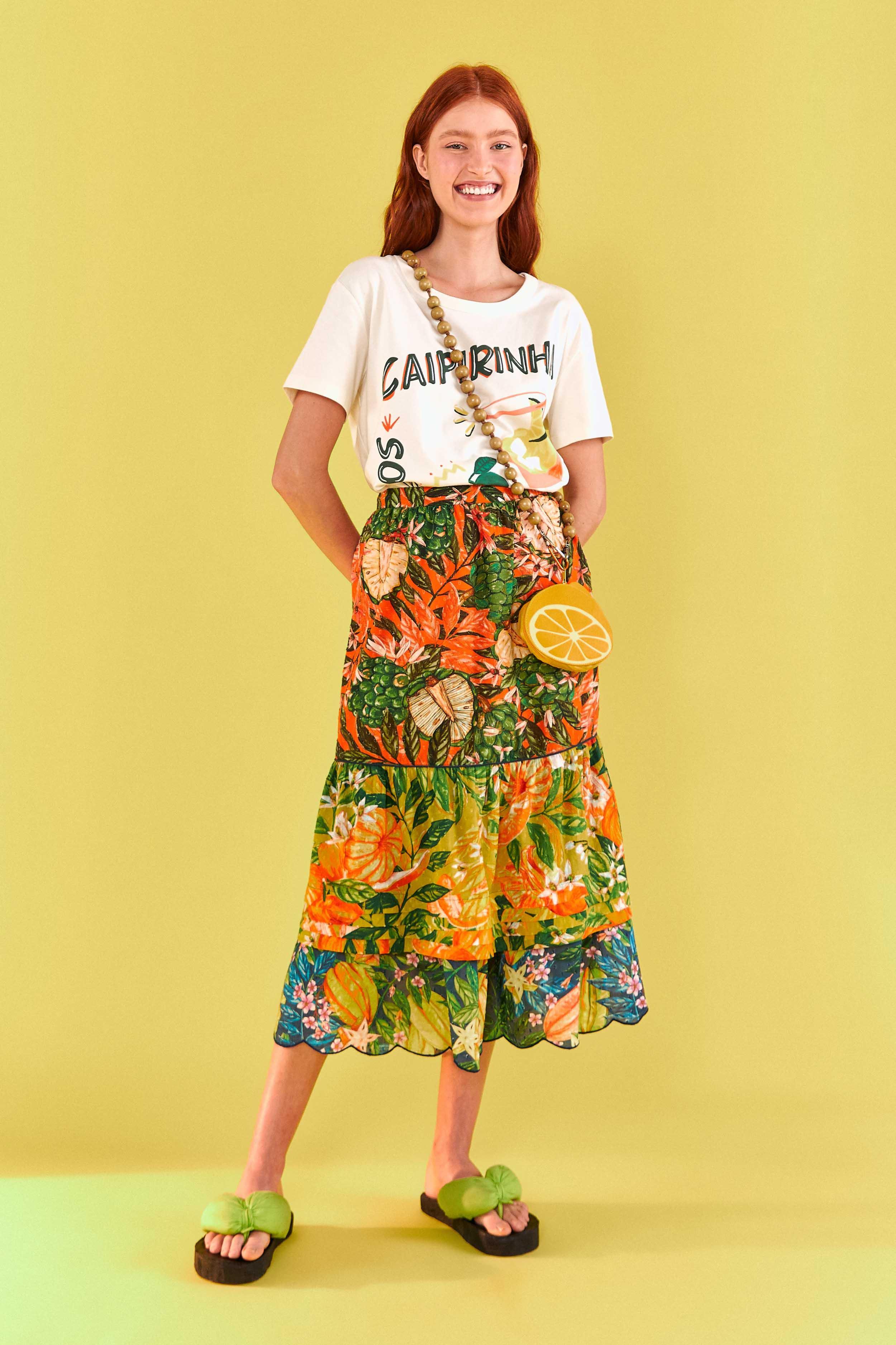 Caipirinha Tiered Midi Skirt Product Image