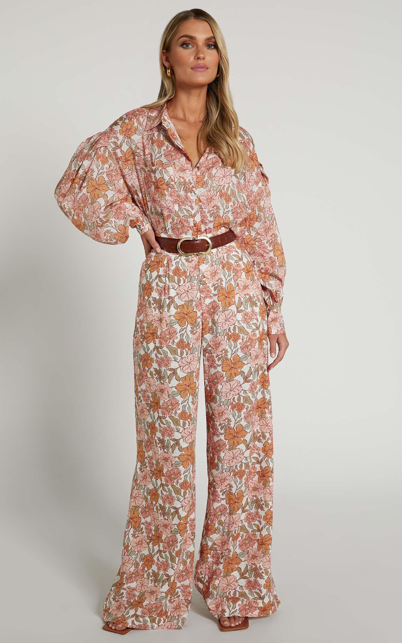 Amalie The Label - Azariah Balloon Sleeve Button Up Shirt in Wildflower Floral Product Image