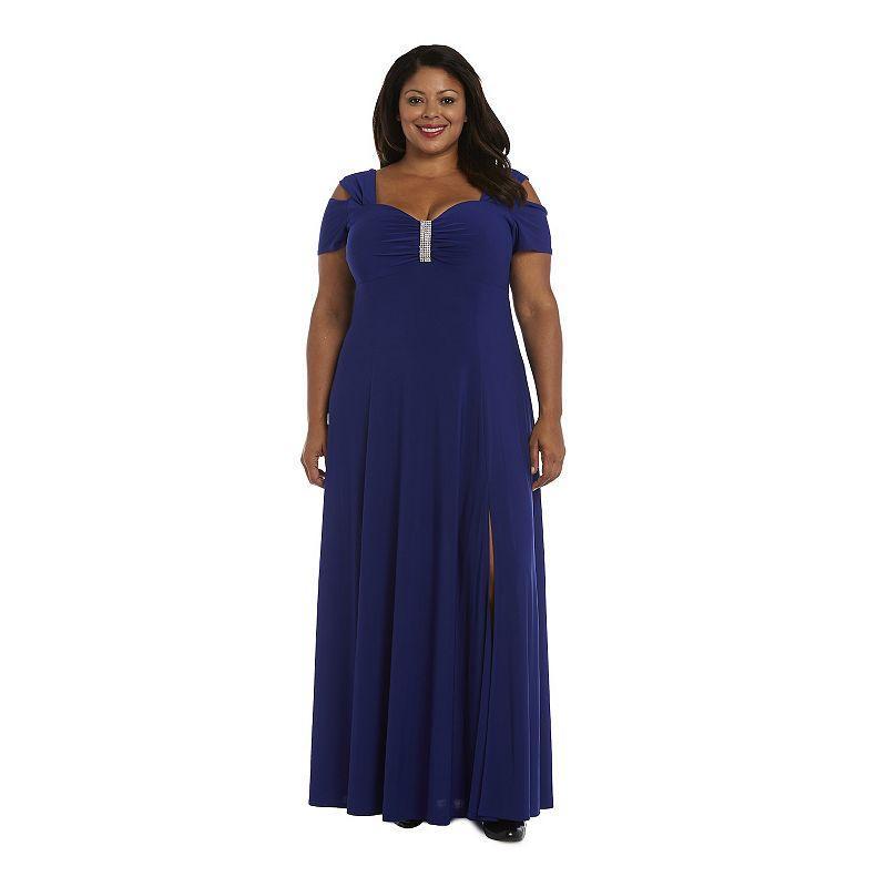 Plus Size R&M Richards Cold-Shoulder Long Dress, Womens Product Image