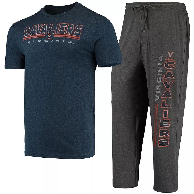 Mens Concepts Sport Heathered Charcoal Distressed Virginia Cavaliers Meter T-shirt and Pants Sleep Set - Heather Charcoal Product Image