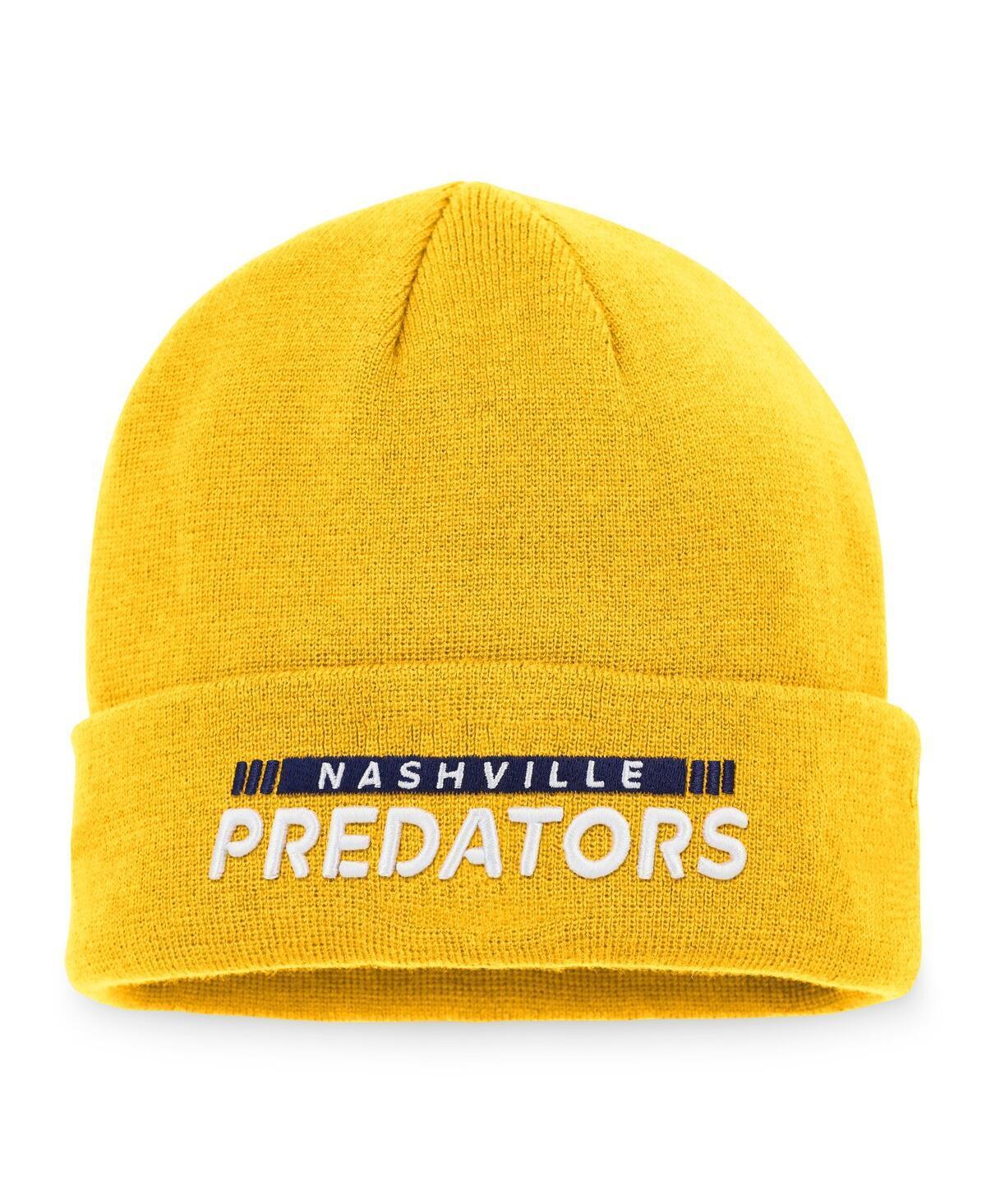 Mens Fanatics Gold Nashville Predators Authentic Pro Rink Cuffed Knit Hat Product Image