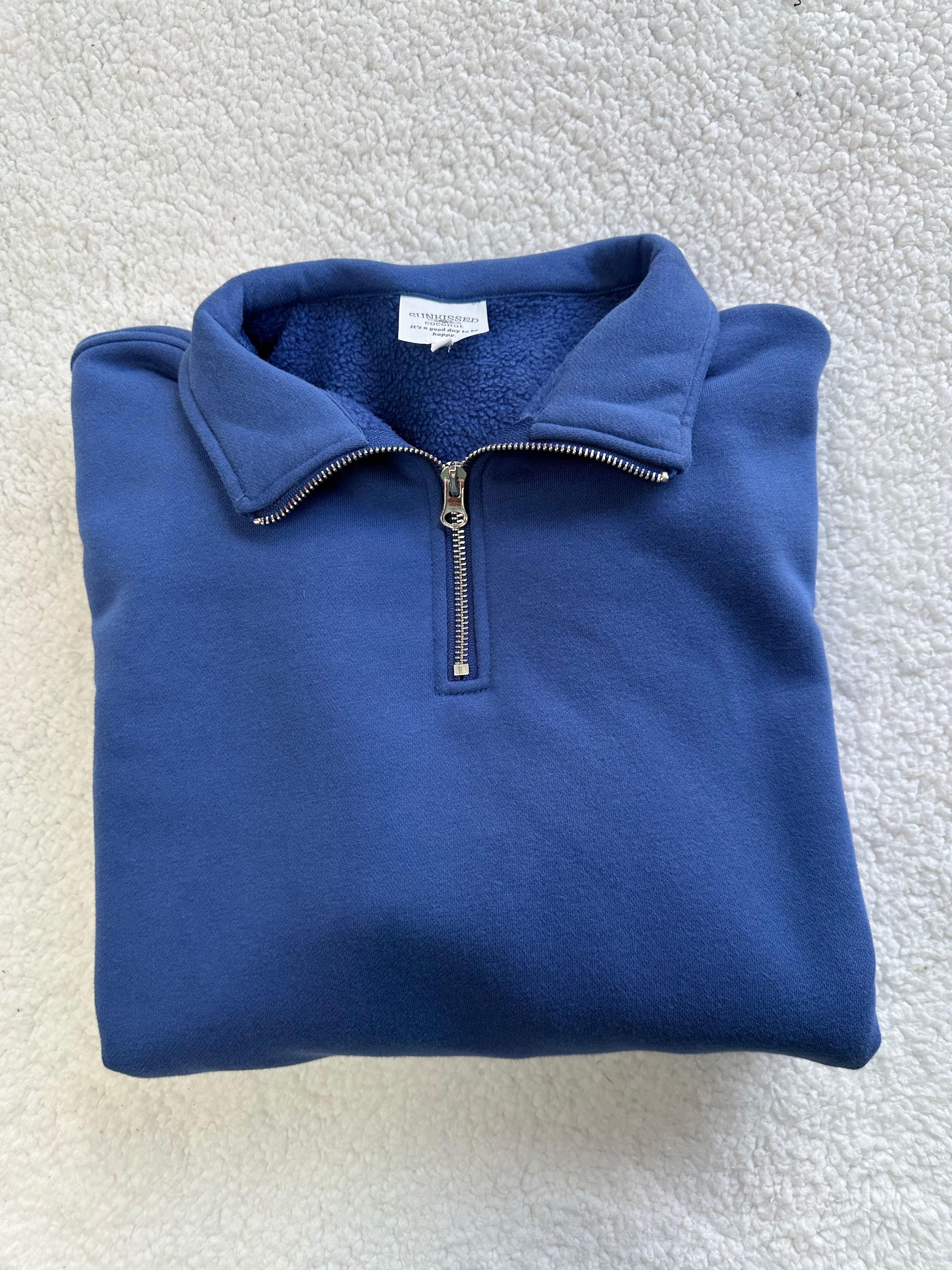 Sailor Blue Basic Blank Quarter-Zip Sweatshirt Product Image