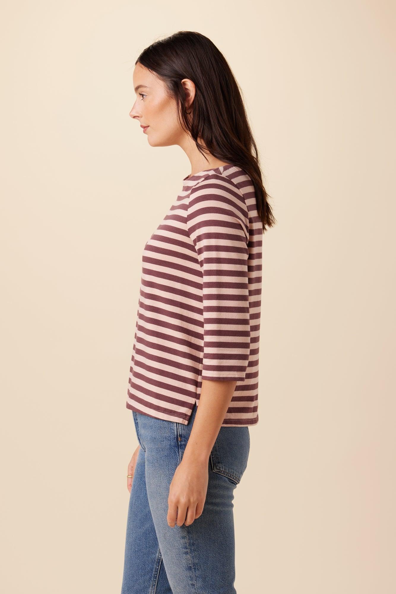 Cecelia Reverie Knit Tee - Maple Rose Stripe - ReAmour Product Image