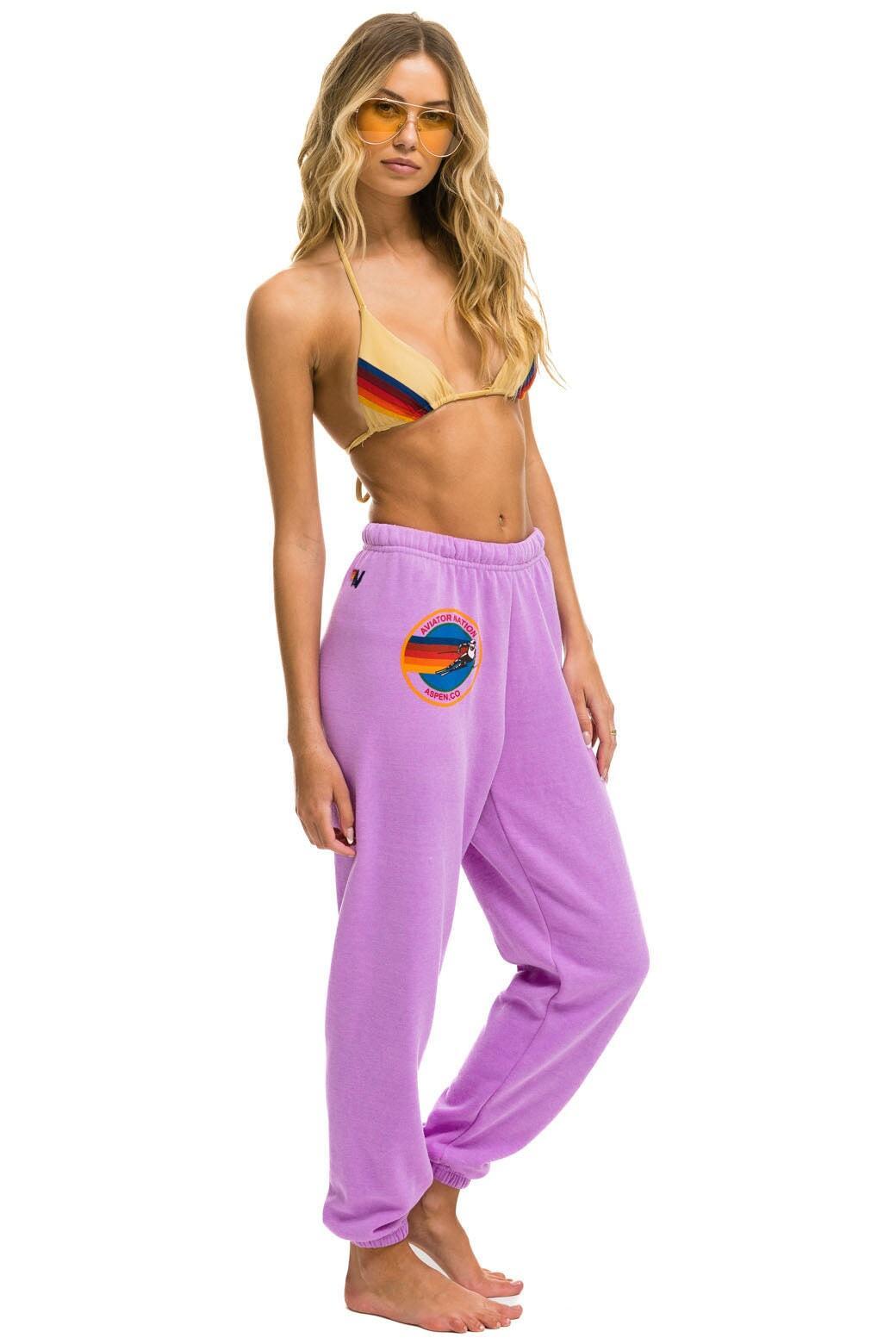 AVIATOR NATION ASPEN SWEATPANTS - NEON PURPLE Female Product Image