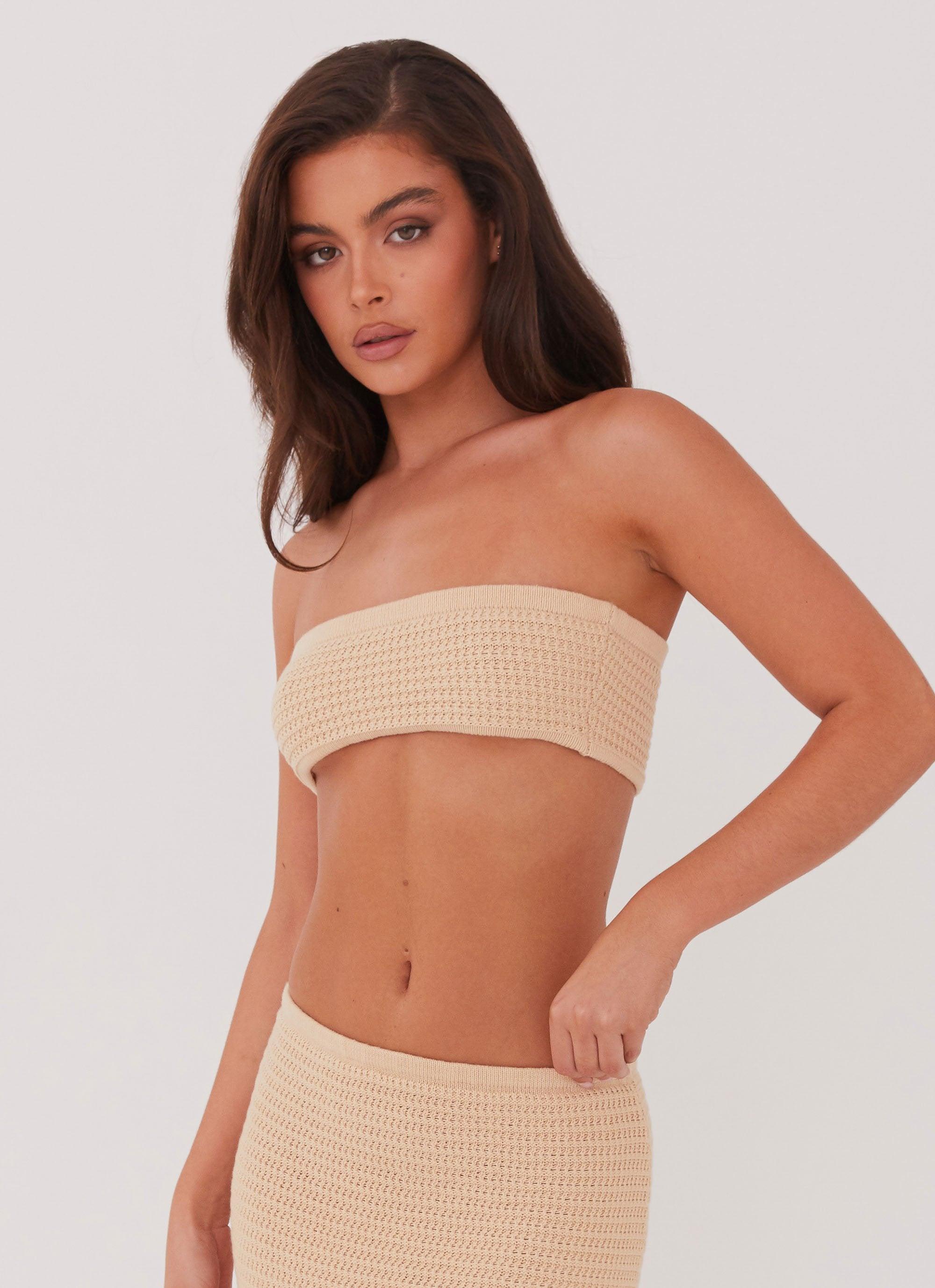 Emaline Knit Bandeau Top - Beige Product Image