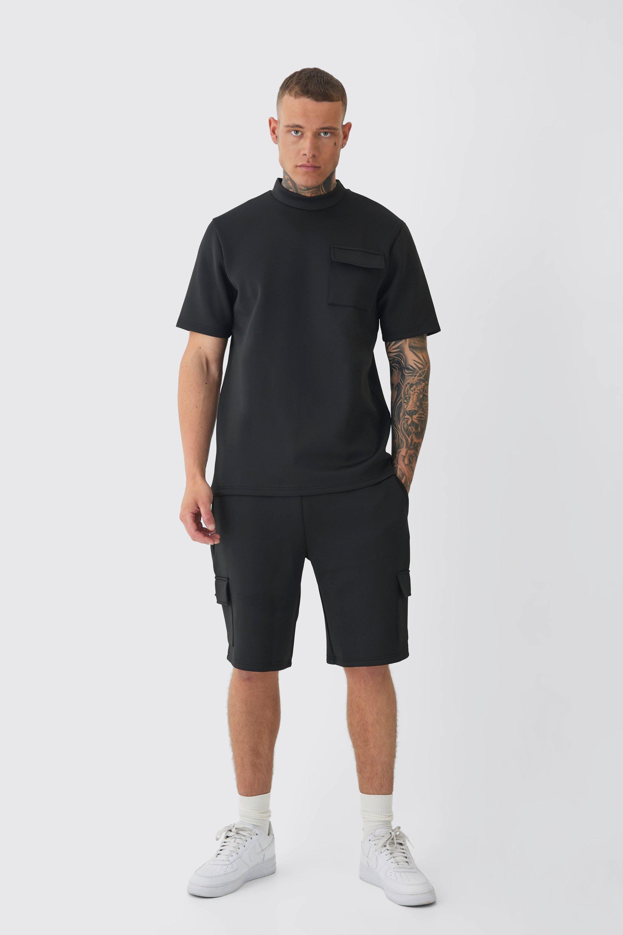 Tall Scuba Extended Neck Pocket T-shirt & Cargo Short Set | boohooMAN USA Product Image