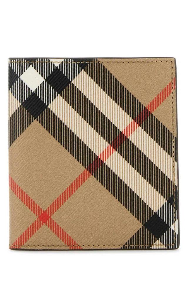 Printed E-canvas Wallet In Beige Product Image