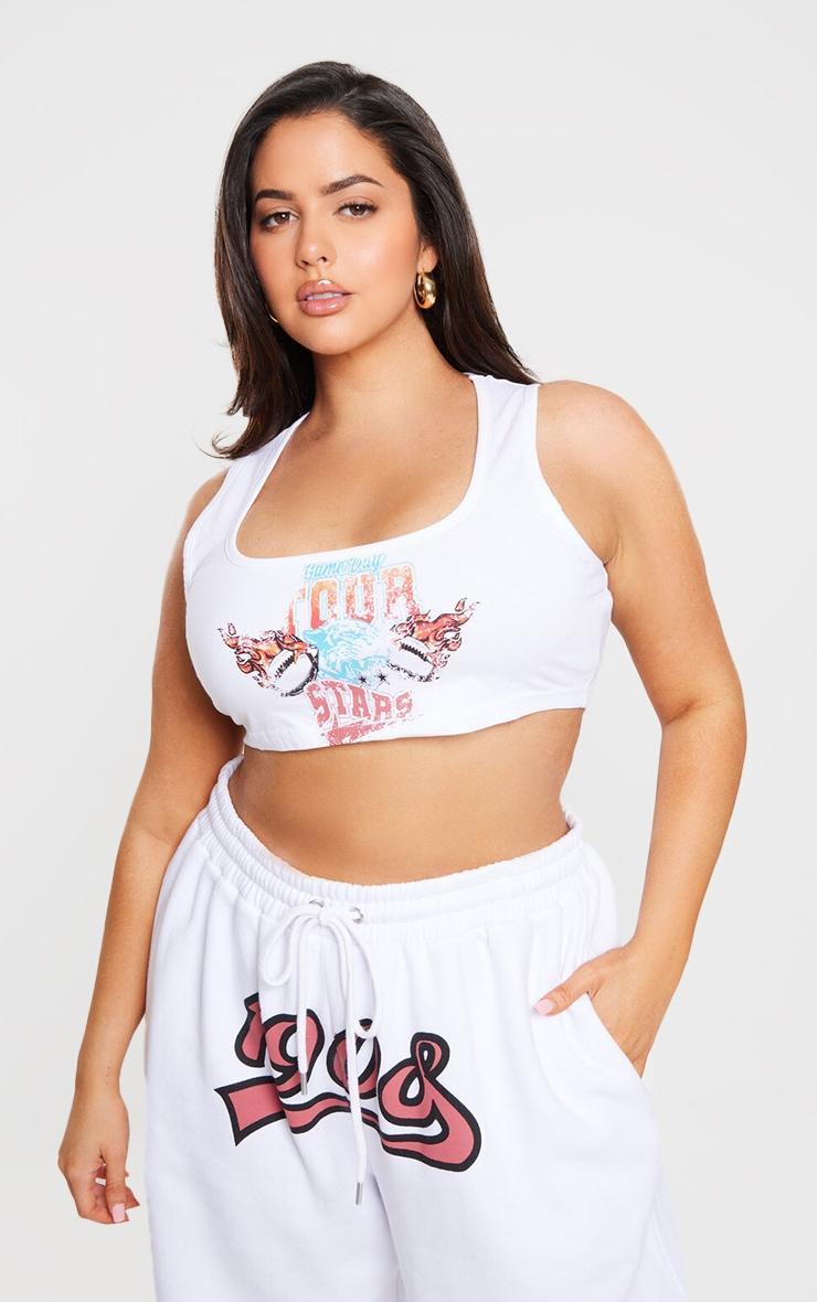 White Scoop Neck Sleeveless Crop Product Image