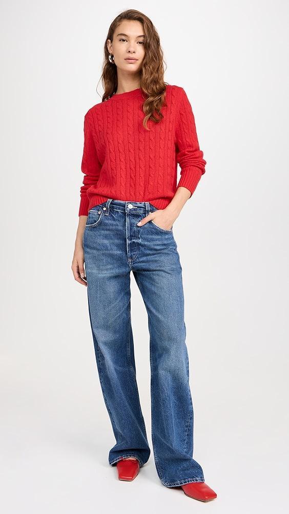 White + Warren Cashmere Featherweight Cable Crew Sweater | Shopbop Product Image