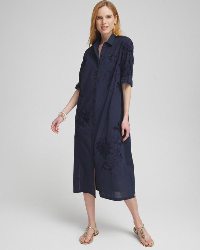 Women's Embroidered Shirt Dress Product Image