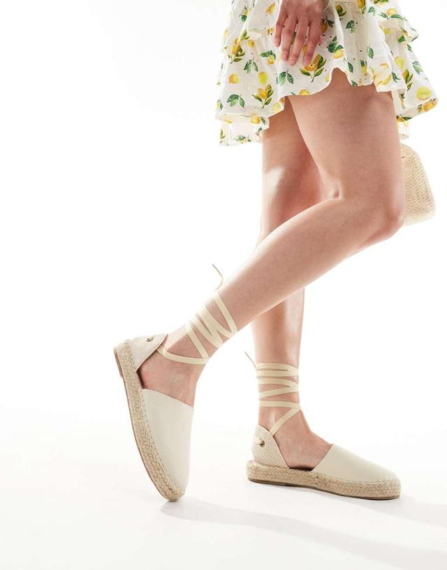 Truffle Collection ankle tie espadrilles in cream Product Image