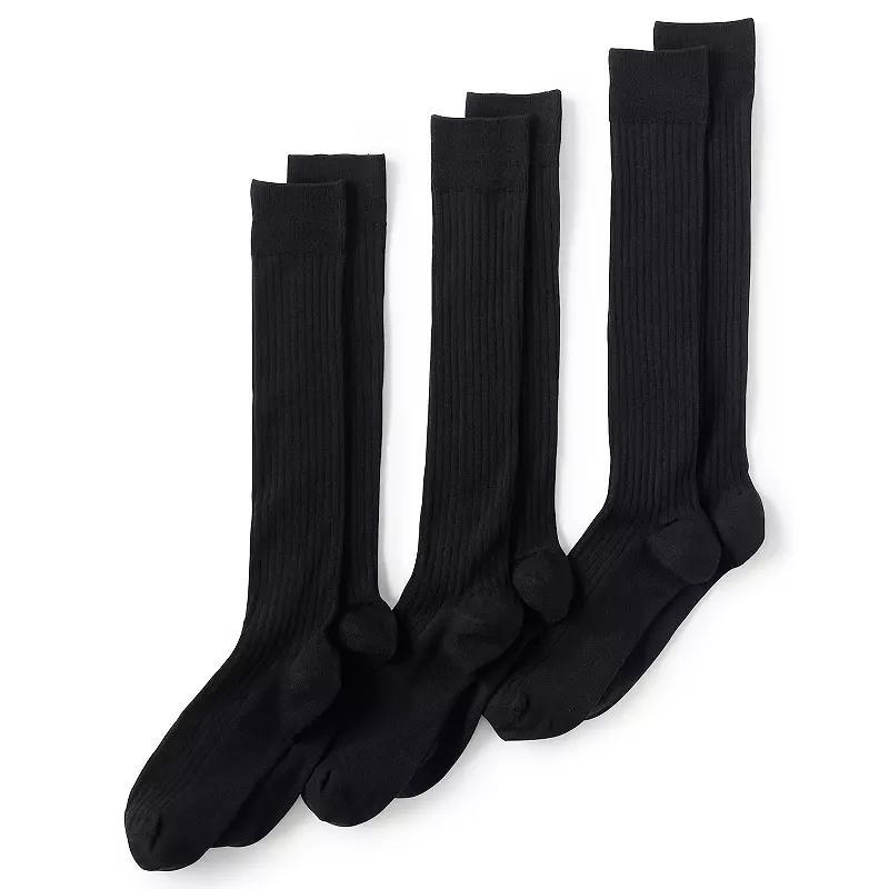 Lands End Mens Seamless Toe Over the Calf Rib Dress Socks 3-pack Product Image