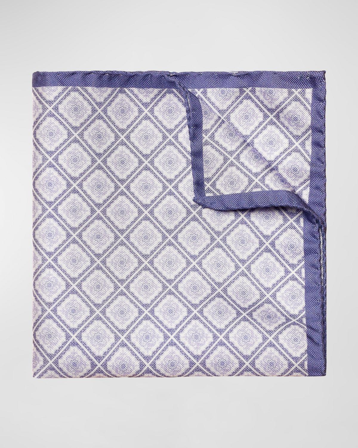 Mens Medallion Print Silk Pocket Square Product Image