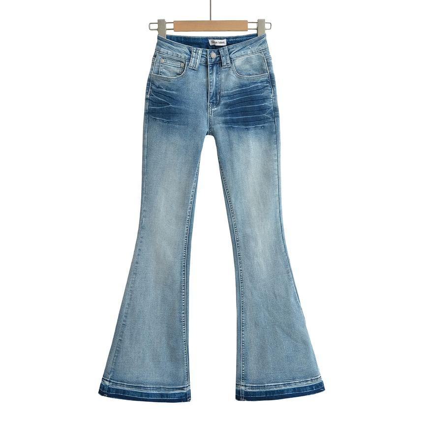 High Rise Washed Flared Jeans Product Image