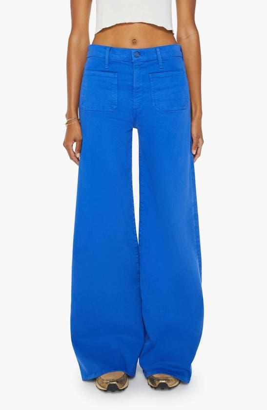 High Rise Patch Pocket Wide Leg Jeans In Snorkel Blue Product Image