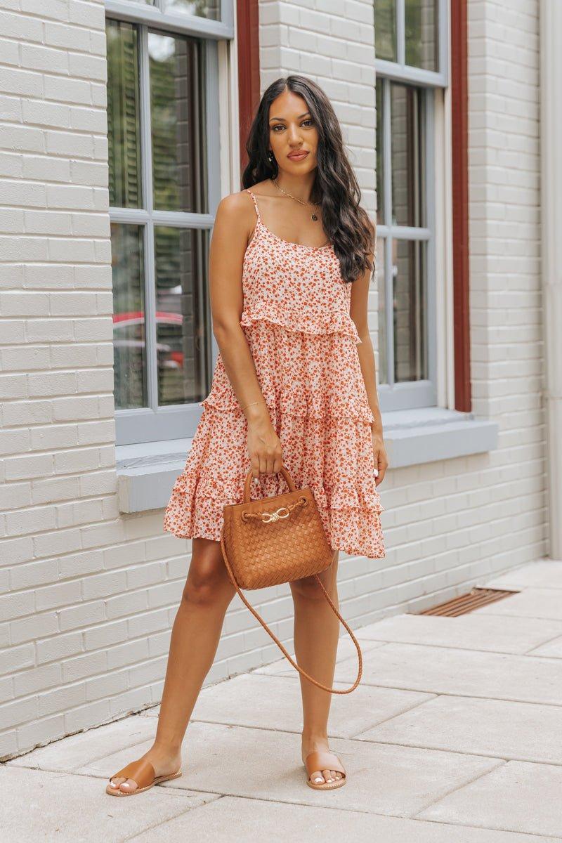 Red Floral Print Chiffon Babydoll Mini Dress - FINAL SALE Product Image