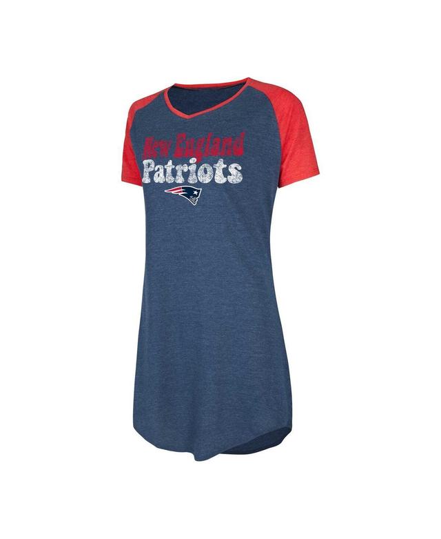 Womens Concepts Sport Navy Distressed New England Patriots Raglan V-Neck Nightshirt - Navy Product Image