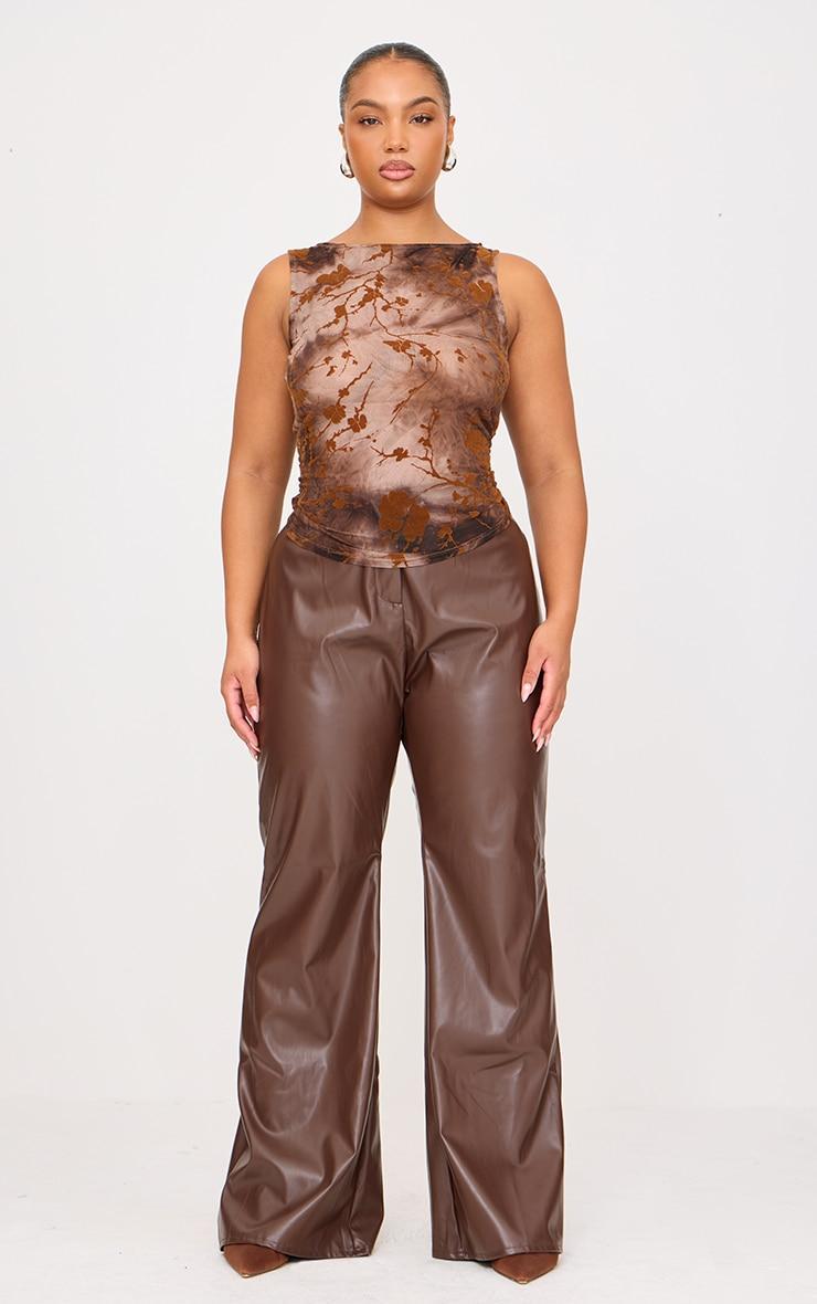 Plus Brown Devore Sleeveless Top Product Image