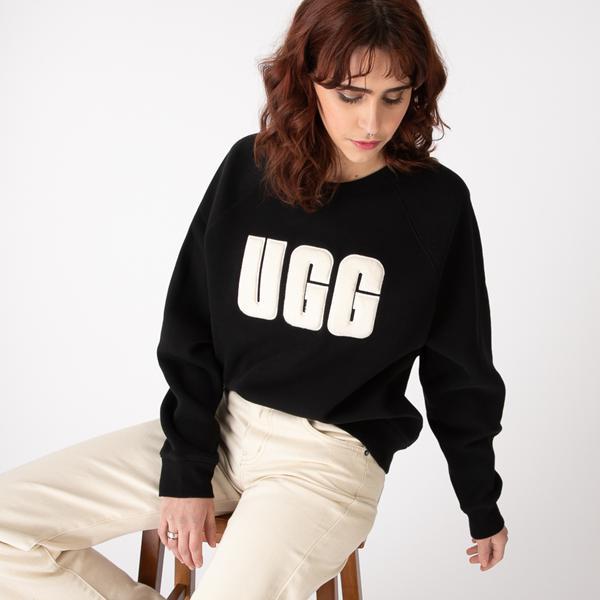 Womens UGG® Madeline Fuzzy Logo Sweatshirt - Black Product Image