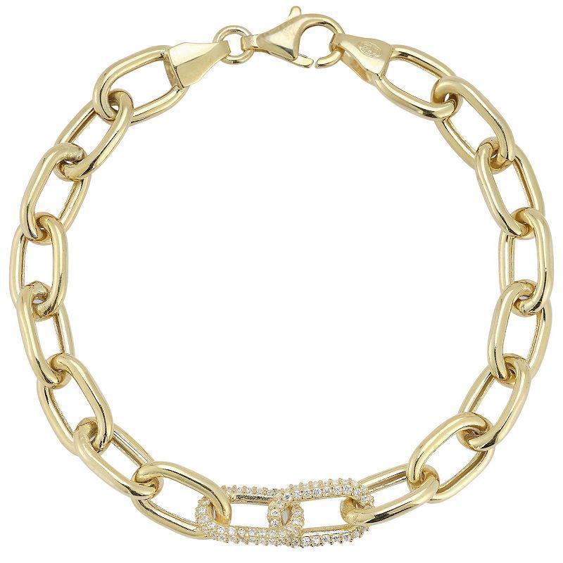 Sunkissed Sterling Cubic Zirconia Link Bracelet, Womens Gold Tone Product Image