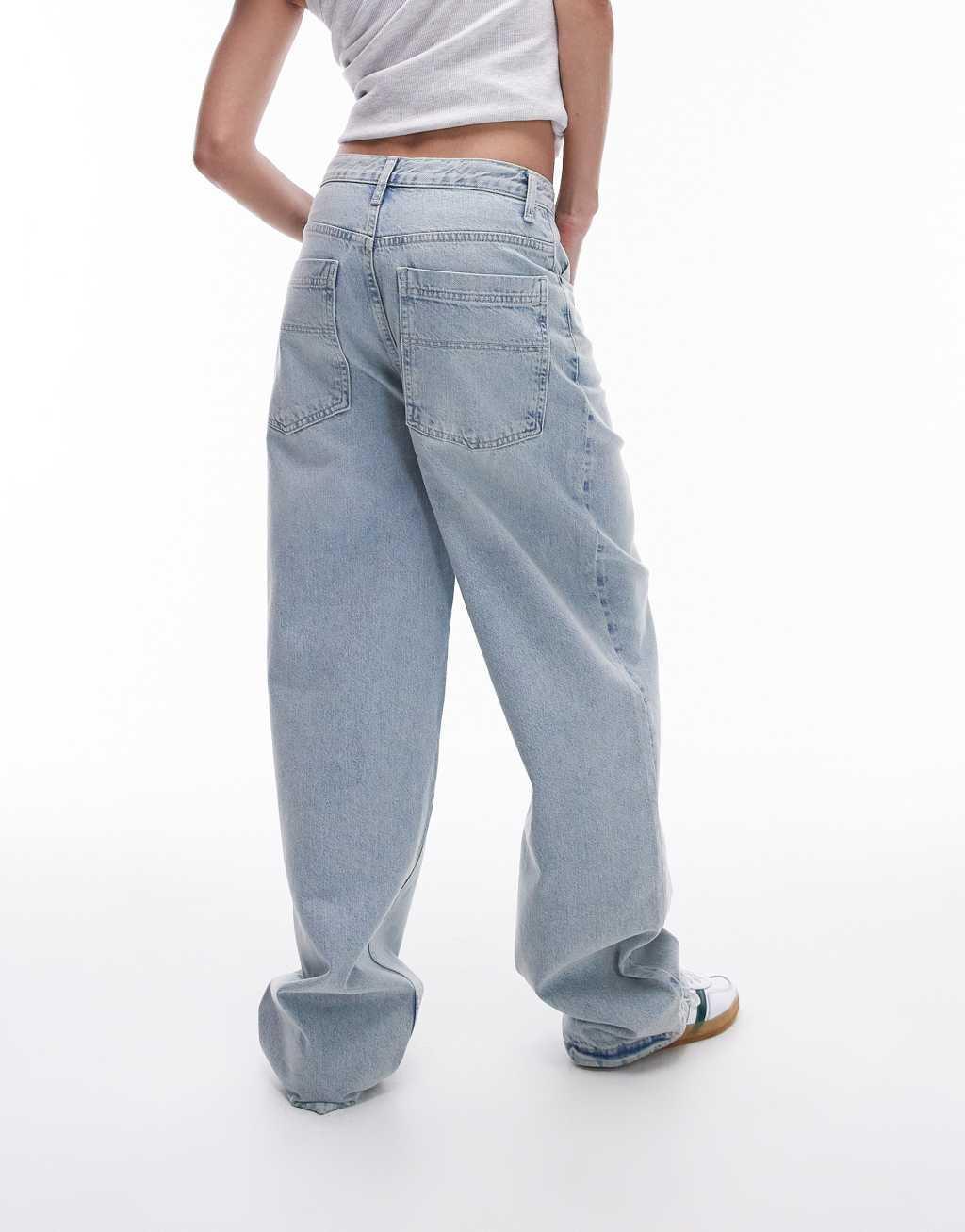 Topshop high rise baggy jeans in sunshine bleach Product Image