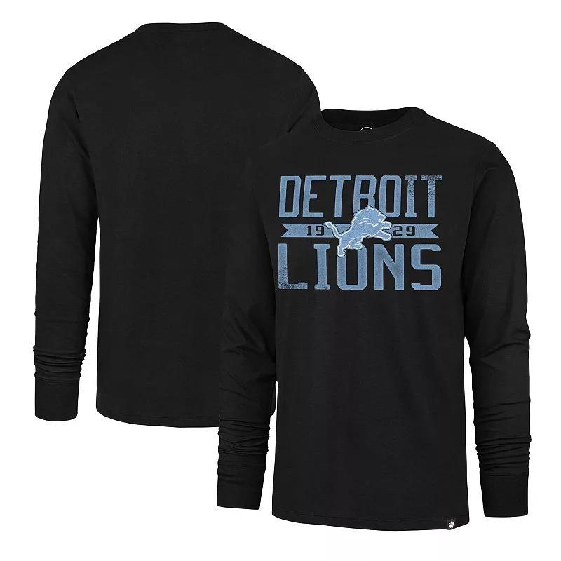 Mens 47 Brand Black Distressed Detroit Lions Wide Out Franklin Long Sleeve T-shirt Product Image