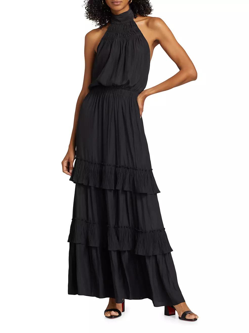 Genevive Tiered Halter Maxi Dress Product Image