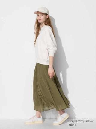 Womens Chiffon Skirt Olive Medium UNIQLO US Product Image