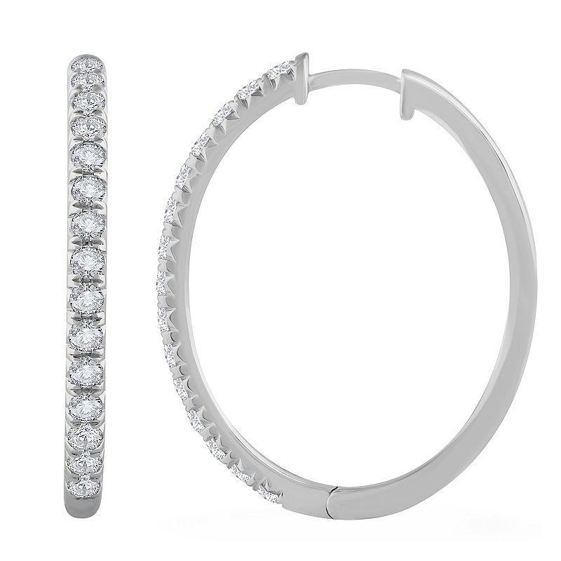 Diamond Medley 14k White Gold 2 Carat T.W. Lab-Grown Diamond Skinny Oversized Hoop Earrings, Womens, 14k Whgold Product Image