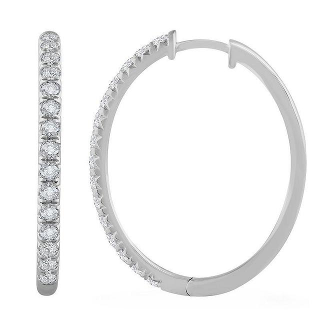 Diamond Medley 14k White Gold 2 Carat T.W. Lab-Grown Diamond Skinny Oversized Hoop Earrings, Womens Product Image