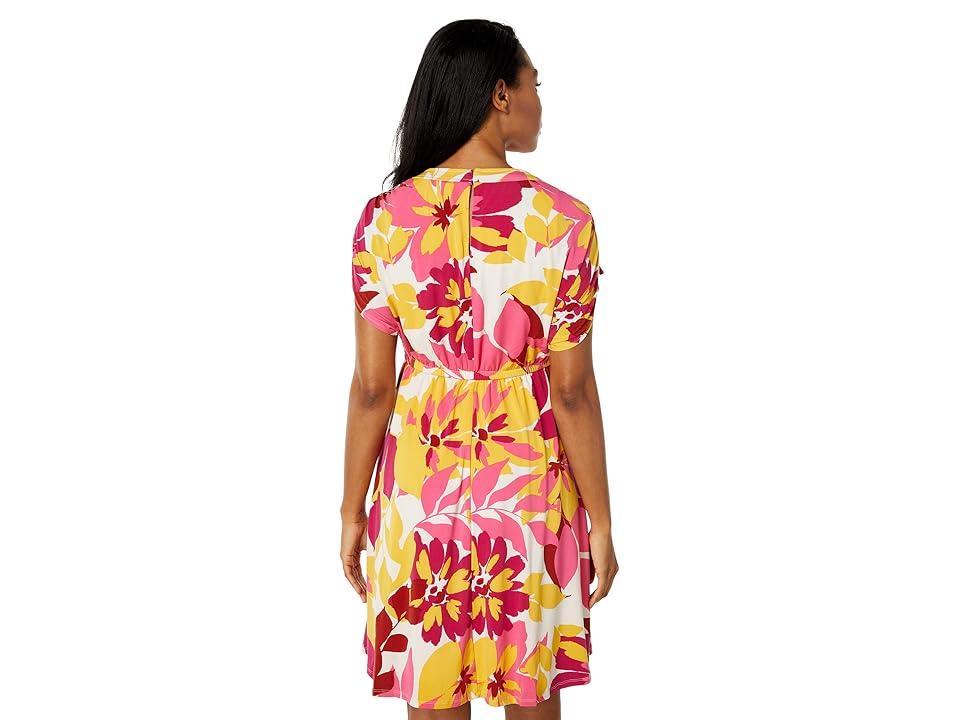 Maggy London Floral Matte Jersey Mini Dress (Cream/Pink) Women's Dress Product Image