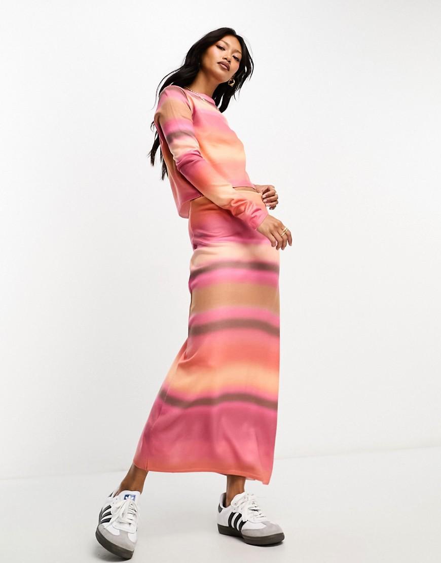 MANGO Gradient Stripe Rib Knit Skirt Product Image