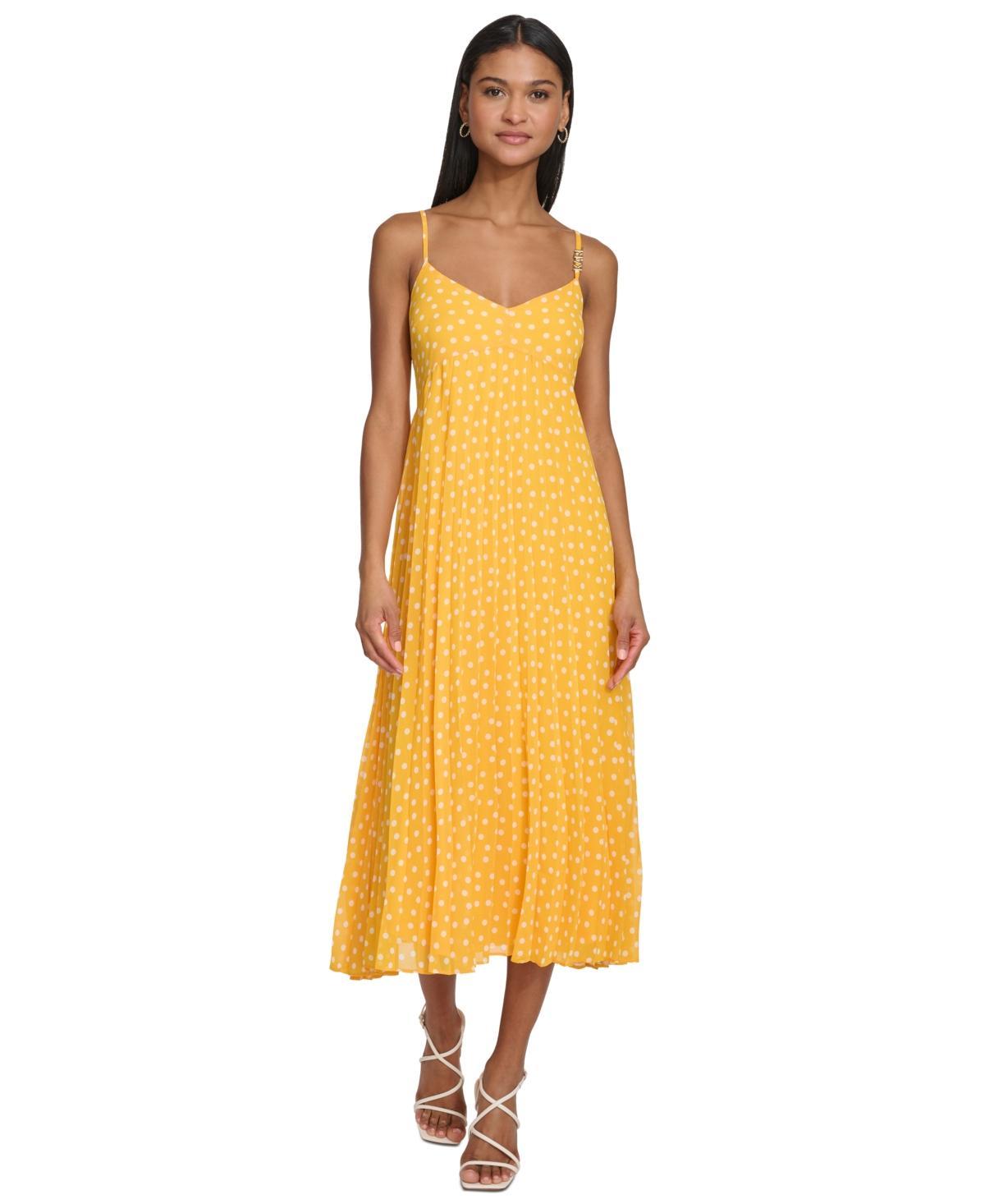 Women's Polka-Dot Pleated A-Line Dress Product Image