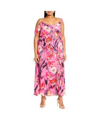 Plus Size Ruffle Love Print Maxi Dress Product Image