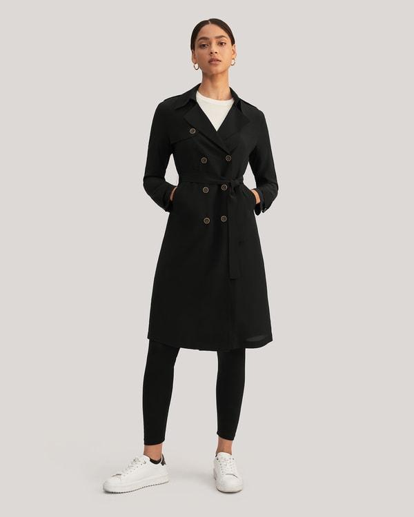 Classic Double-Breasted Silk Trench Coat Product Image