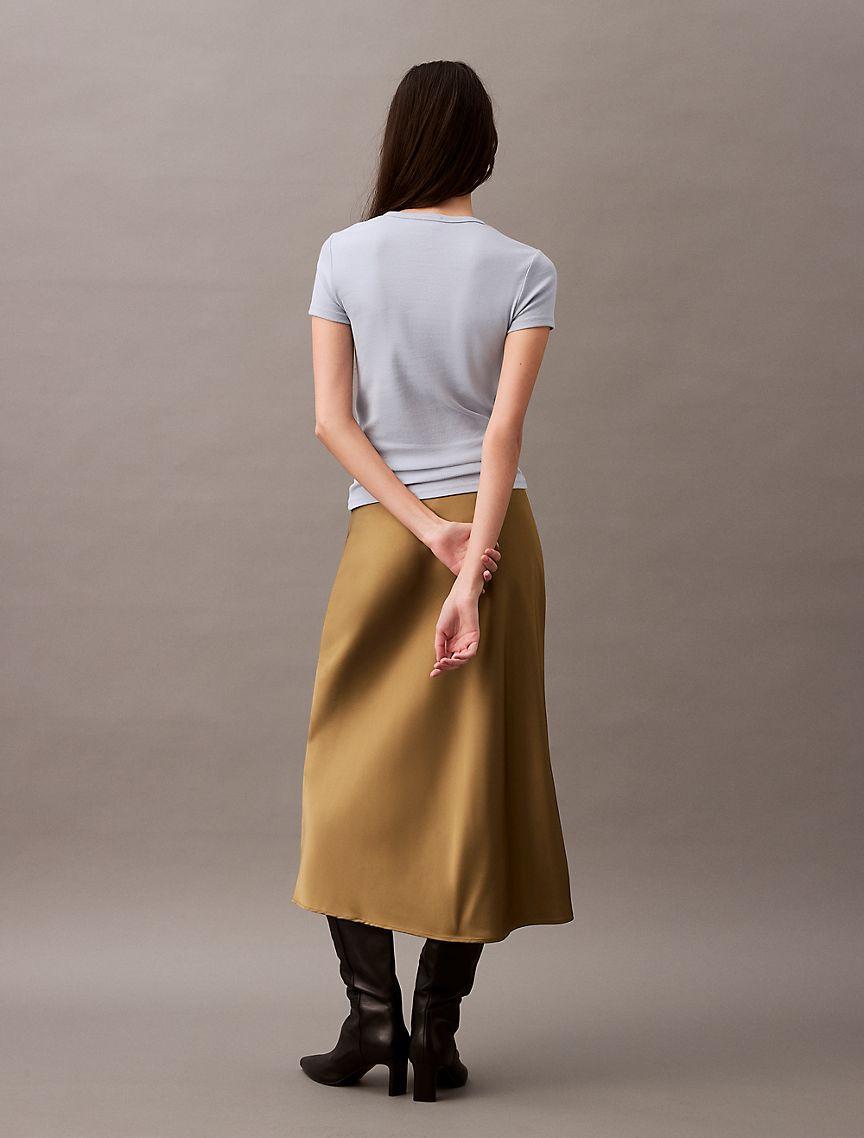 Stretch Satin Midi Skirt Product Image