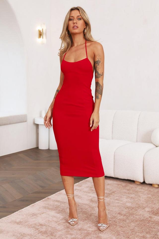 Longing Desire Midi Dress Red Product Image