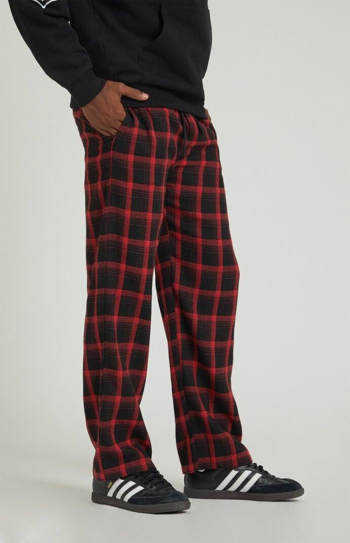 Men's Black & Red Plaid Pajama Pants in Black/Red - Product Image