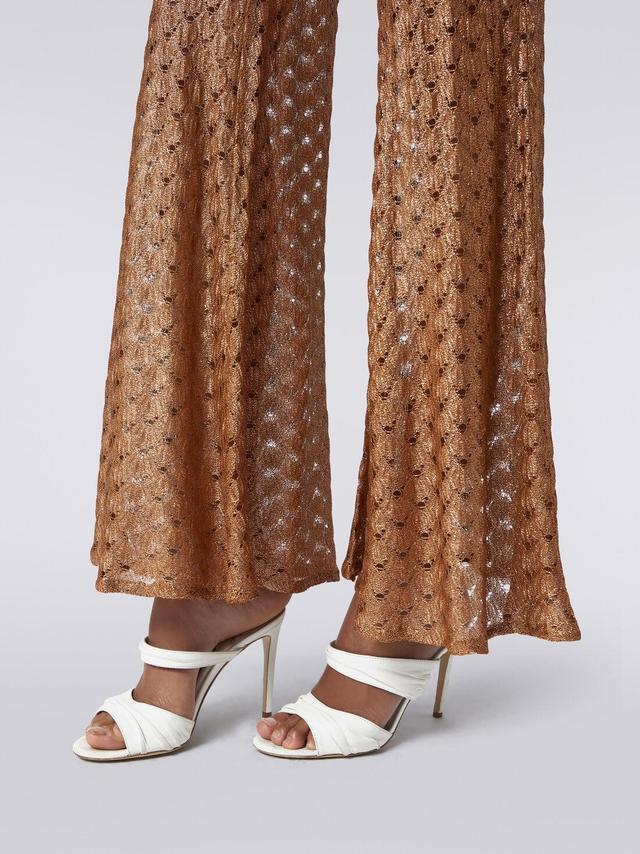 Lace-effect cover up trousers with flared hem Brown Lamé | Missoni Product Image