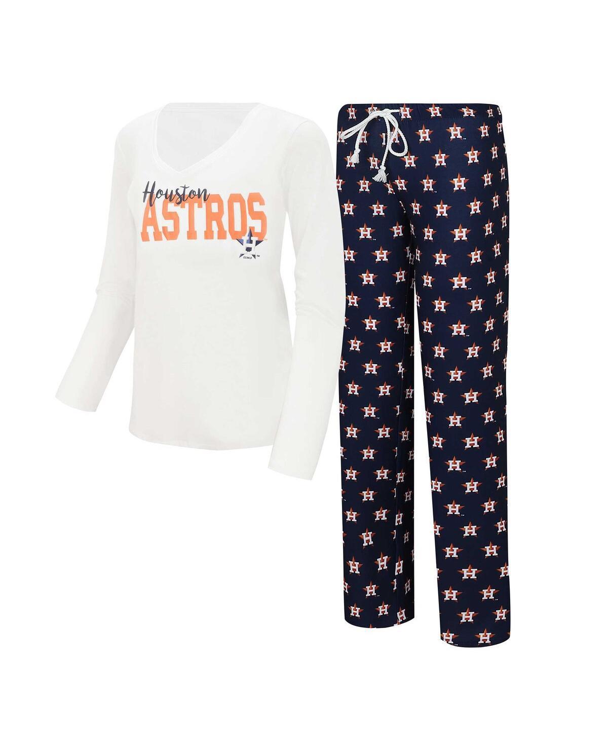 Womens Concepts Sport /Navy Houston Astros Long Sleeve V-Neck T-Shirt & Gauge Pants Sleep Set Product Image